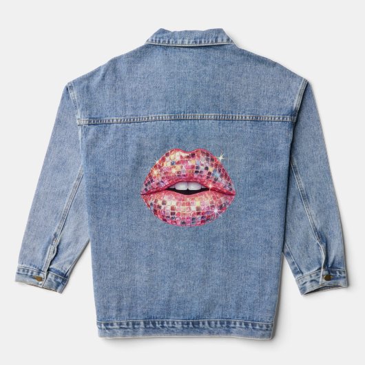 Rosa Lippen Jeansjacke (Rückseite)