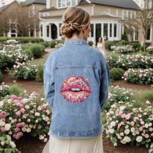 Rosa Lippen Jeansjacke