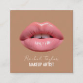 Rosa Lippen | Kaffee Brown Square Quadratische Visitenkarte (Vorderseite)