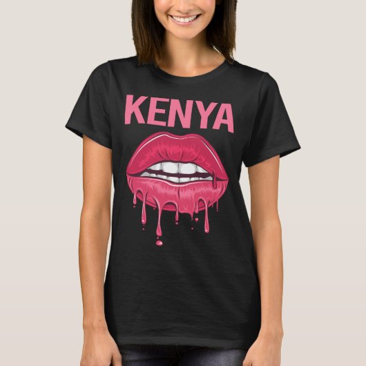 Rosa Lippen - Kenia Name T-Shirt (Vorderseite)