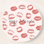 Rosa Lippen Kiss Getränkeuntersetzer (Vorne)