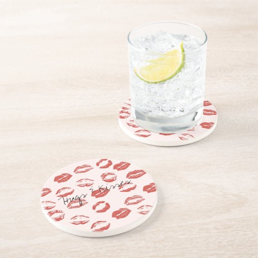 Rosa Lippen Kiss Getränkeuntersetzer (Seite)