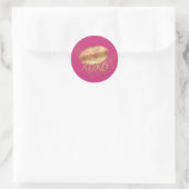 Rosa Lippen Kiss Gold Glitzer XOXO Runder Aufkleber (Tasche)