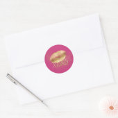 Rosa Lippen Kiss Gold Glitzer XOXO Runder Aufkleber (Umschlag)