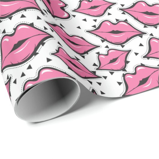 Rosa Lippen Kiss Lipstick Lieferant für Schönheits Geschenkpapier (Rolleneckpunkt)