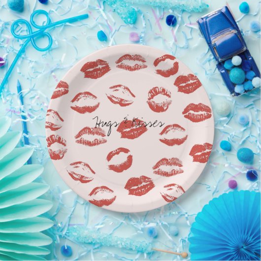 Rosa Lippen Kiss Pappteller (Party)