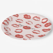 Rosa Lippen Kiss Pappteller (Schrägansicht)