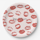 Rosa Lippen Kiss Pappteller (Vorderseite)