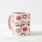 Rosa Lippen Kiss Tasse (Vorderseite Links)