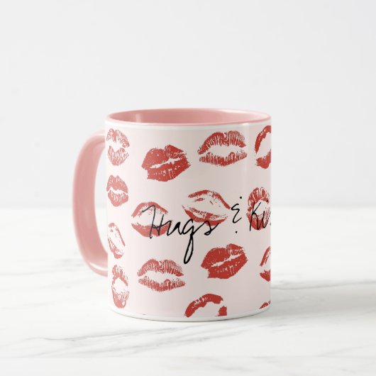 Rosa Lippen Kiss Tasse (Vorderseite Links)