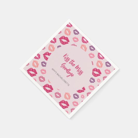 Rosa Lippen Küss Miss Junggeselinnen-Abschied Napk Serviette (Ecke)