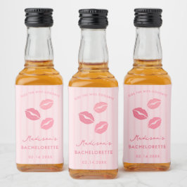 Rosa Lippen küssen die Miss auf Wiedersehen Jungge Alkoholflaschenetikett