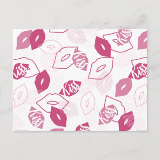 Rosa Lippen Küssen Muster Postkarte