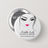 Rosa Lippen Lang bewimperte Wimpernverlängerungen Button (Vorne & Hinten)