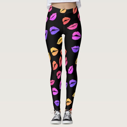 Rosa Lippen Leggings (Vorderseite)
