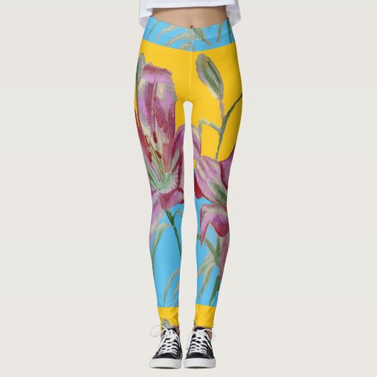 Rosa Lippen Lilien Blume Flora Leggings (Vorderseite)