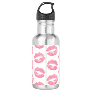 Rosa Lippen, Lippenmuster, rosa Lippenstift, Kuss Edelstahlflasche