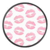 Rosa Lippen, Lippenmuster, rosa Lipstick, Kuss Eishockey Puck (Vorderseite)