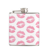 Rosa Lippen, Lippenmuster, rosa Lipstick, Kuss Flachmann (Vorderseite)