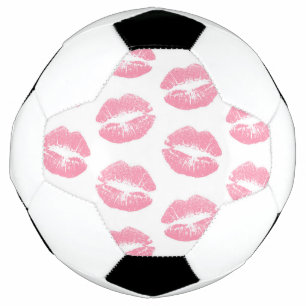 Rosa Lippen, Lippenmuster, rosa Lipstick, Kuss Fußball