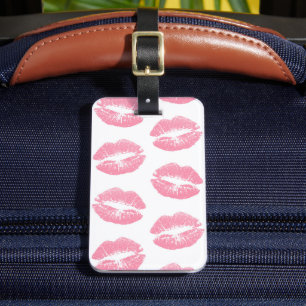 Rosa Lippen, Lippenmuster, rosa Lipstick, Kuss Gepäckanhänger