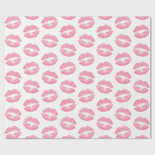 Rosa Lippen, Lippenmuster, rosa Lipstick, Kuss Geschenkpapier (Flach)