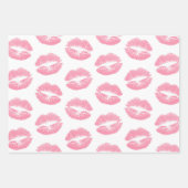 Rosa Lippen, Lippenmuster, rosa Lipstick, Kuss Geschenkpapier Set (Vorderseite 2)