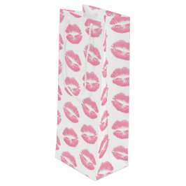 Rosa Lippen, Lippenmuster, rosa Lipstick, Kuss Geschenktüte Für Weinflaschen