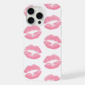 Rosa Lippen, Lippenmuster, rosa Lipstick, Kuss iPhone Hülle (Rückseite)