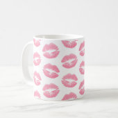 Rosa Lippen, Lippenmuster, rosa Lipstick, Kuss Kaffeetasse (Vorderseite Links)