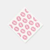 Rosa Lippen, Lippenmuster, rosa Lipstick, Kuss Serviette (Ecke)