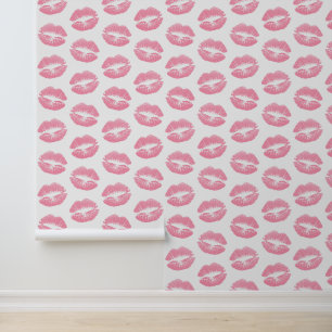 Rosa Lippen, Lippenmuster, rosa Lipstick, Kuss Tapete
