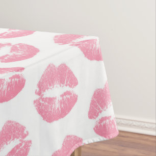 Rosa Lippen, Lippenmuster, rosa Lipstick, Kuss Tischdecke