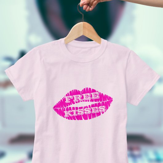 Rosa Lippen Lipstick Kiss Free Kisses T - Shirt