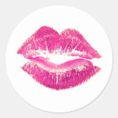 Rosa Lippen Lipstick Kiss SWAK Klassischer Rundsti Runder Aufkleber (Vorderseite)