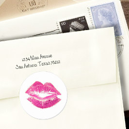 Rosa Lippen Lipstick Kiss SWAK Klassischer Rundsti Runder Aufkleber