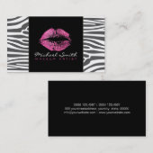 Rosa Lippen Makeup Artis Moderne Zebra Haut Visitenkarte (Vorne/Hinten)