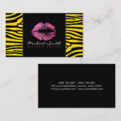 Rosa Lippen Makeup Artis Modernes Zebra Skin #10 Visitenkarte (Vorne/Hinten)