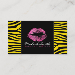 Rosa Lippen Makeup Artis Modernes Zebra Skin #10 Visitenkarte