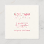 Rosa Lippen | Mini Makeup Square Business Card Quadratische Visitenkarte (Rückseite)