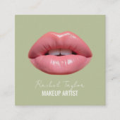 Rosa Lippen | Mini Makeup Square Business Card Quadratische Visitenkarte (Vorderseite)