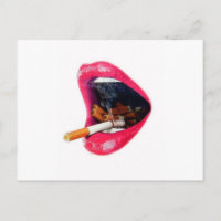 Rosa Lippen mit einer Zigarette