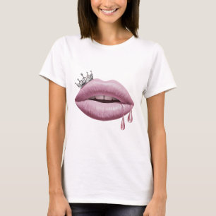 Rosa Lippen mit Krone T-Shirt