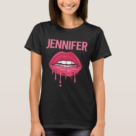 Rosa Lippen - Name Jennifer T-Shirt (Vorderseite)