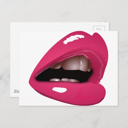 Rosa Lippen Postkarte (Vorne/Hinten)