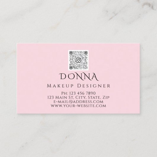 Rosa Lippen QR-Code-Logo Makeup Lipstick-Glanz Visitenkarte (Rückseite)