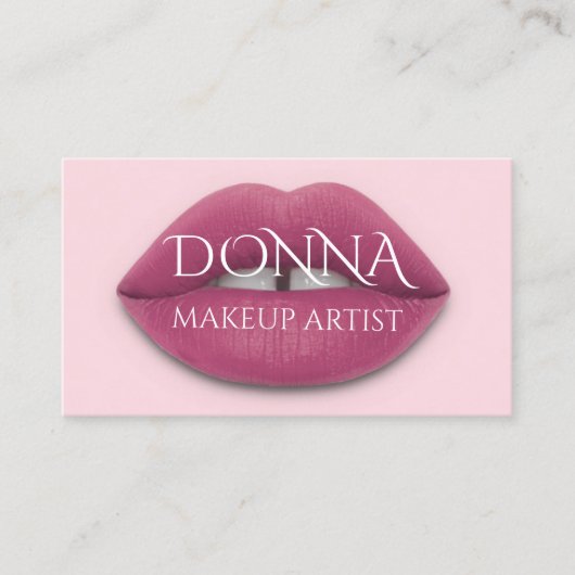 Rosa Lippen QR-Code-Logo Makeup Lipstick-Glanz Visitenkarte (Vorderseite)