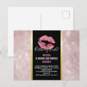 Rosa Lippen & Rose Gold Tropische Blätter Geburtst Postkarte (Vorne/Hinten)