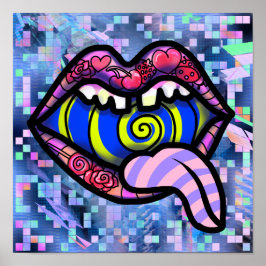 Rosa Lippen Schrei Mund Spiral Pop Printmedien Poster