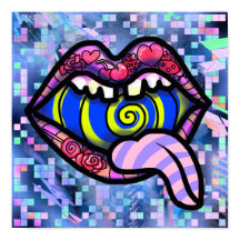 Rosa Lippen Schrei Mund Spiral Pop Printmedien